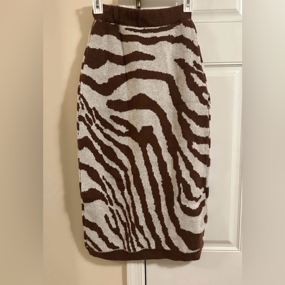 Cider Brown and White Zebra Print Pencil Skirt